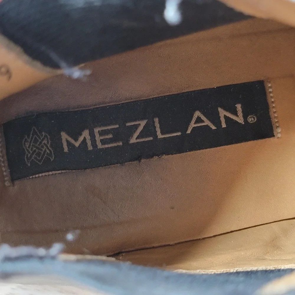 Mezlan Flynn Boots Shoes Mens Size 9 Black Leather Chelsea Ankle Square Toe Shoe